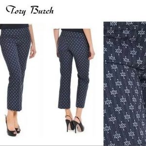 NWT TORY BURCH Oliana Navy Pinstripe Stretch Cropped